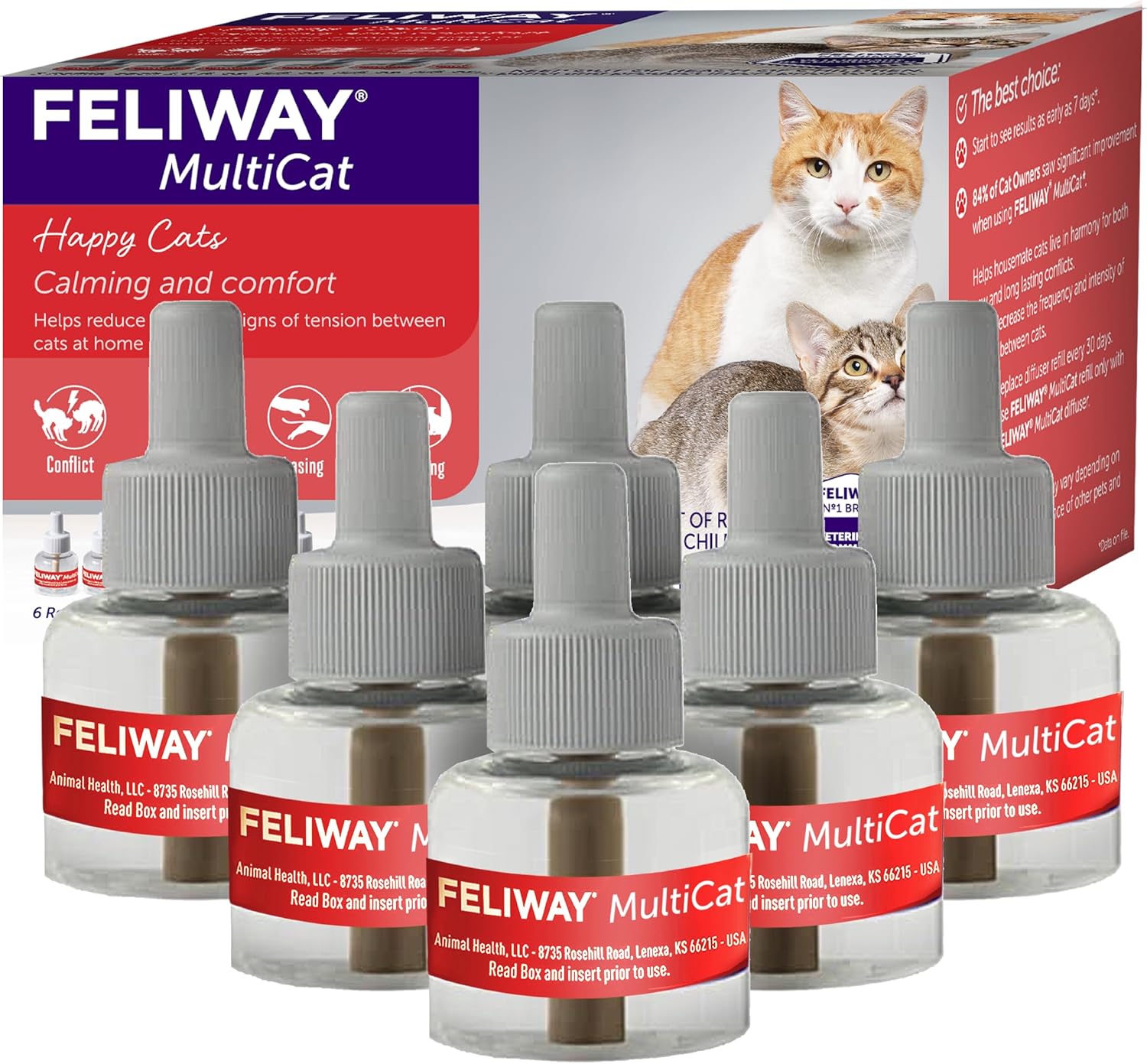FELIWAY MultiCat Cat Calming Pheromone Diffuser Refill - 6 Pack