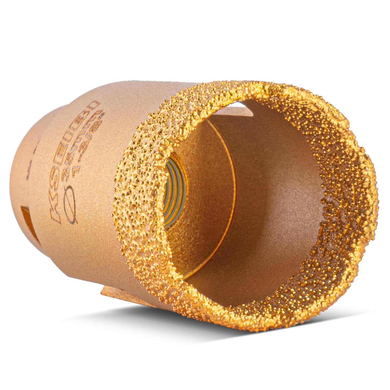 KSEIBI 615235 Diamond Hole Saw, 1-3/8 Inch (35mm) Diamond Core Drill Bit for Porcelain, Ceramic, Granite Drill Bits, Brick, Marble, Vacum Brazed, 2" Drilling Depth, 5/8"-11 Thread, for Angle Grinder