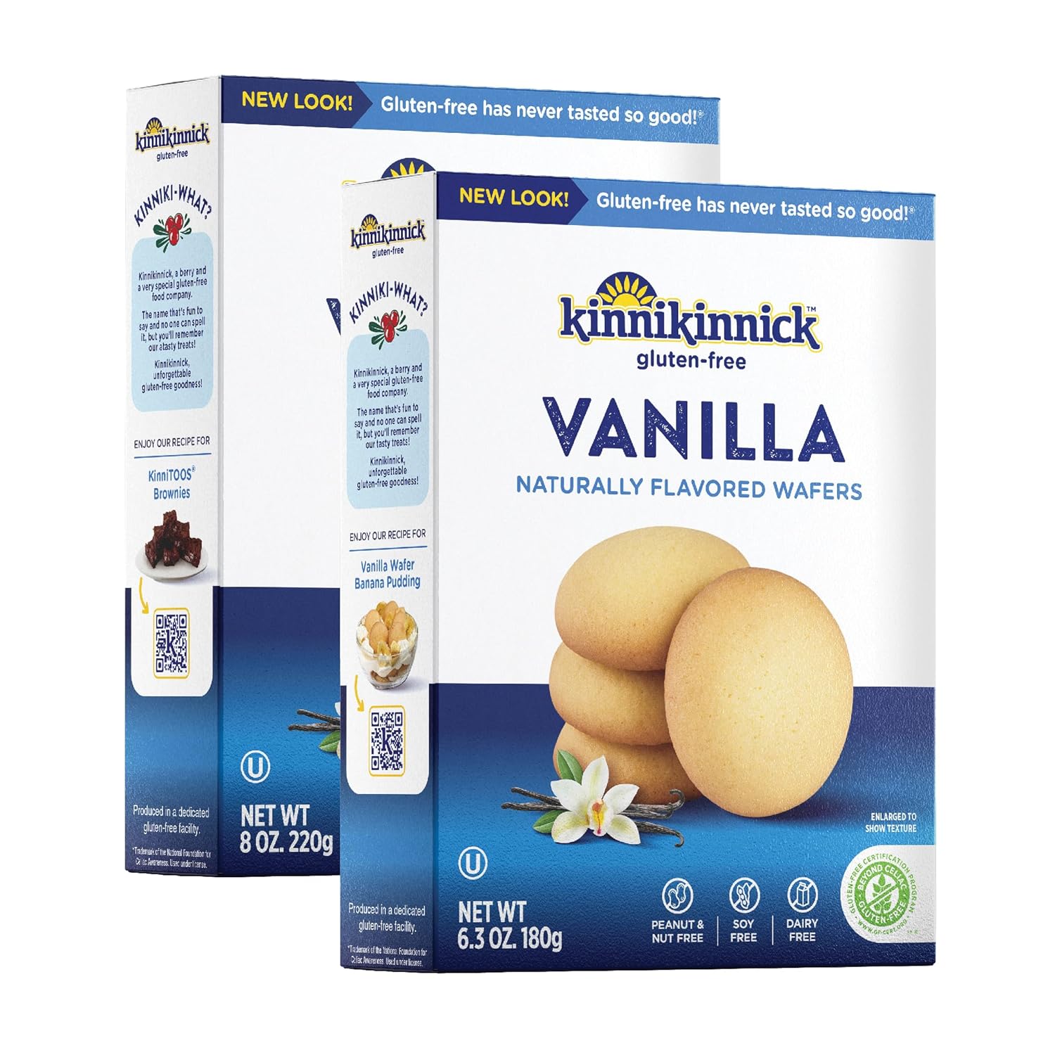 Kinnikinnick - Vanilla Wafers - Gluten Free, Allergy Friendly Cookies - 6.3 oz. Boxes - 2 Pack