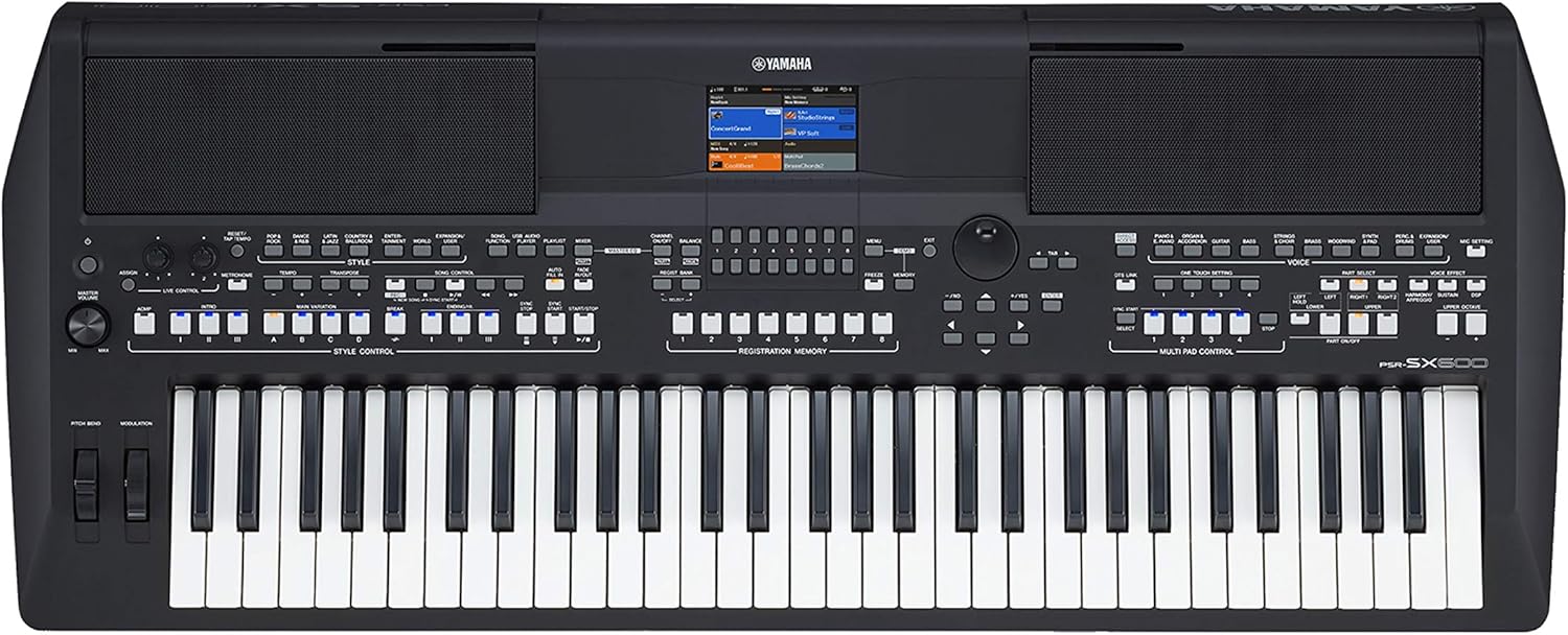 Yamaha PSR-SX600 Digital Keyboard - a Powerful Digital Workstation Keyboard with 61 Touch-Sensitive Keys, 850 Authentic Instrument Voices and DJ Styles, in a Black Finish