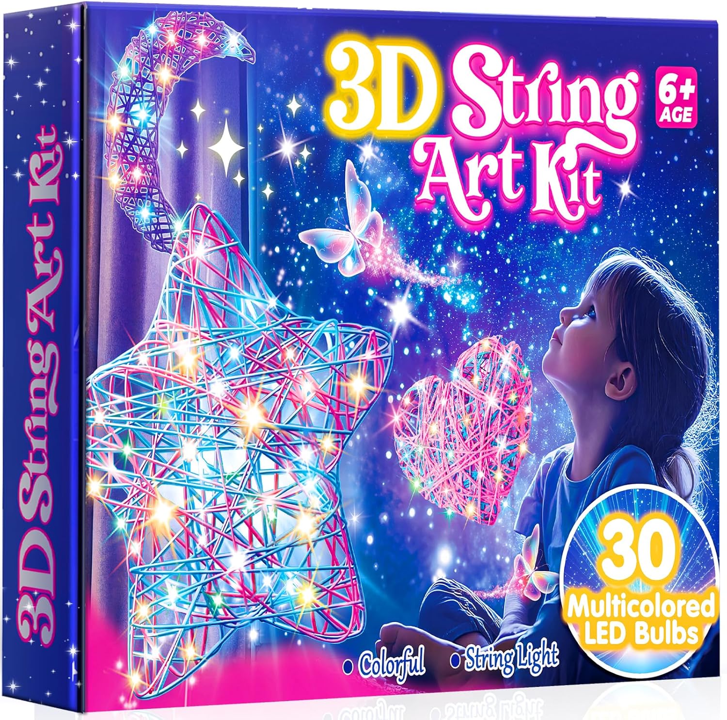 Hapikids Craft Kits for Kids, 3D String Art Kit Arts and Crafts for Kids Toy Age 9 10 11 Year Old Girls Birthday Presents for 6 7 8 9 Year Olds Boys Toys Age 8 9 10 Glow DIY Lantern Light Girl Gifts
