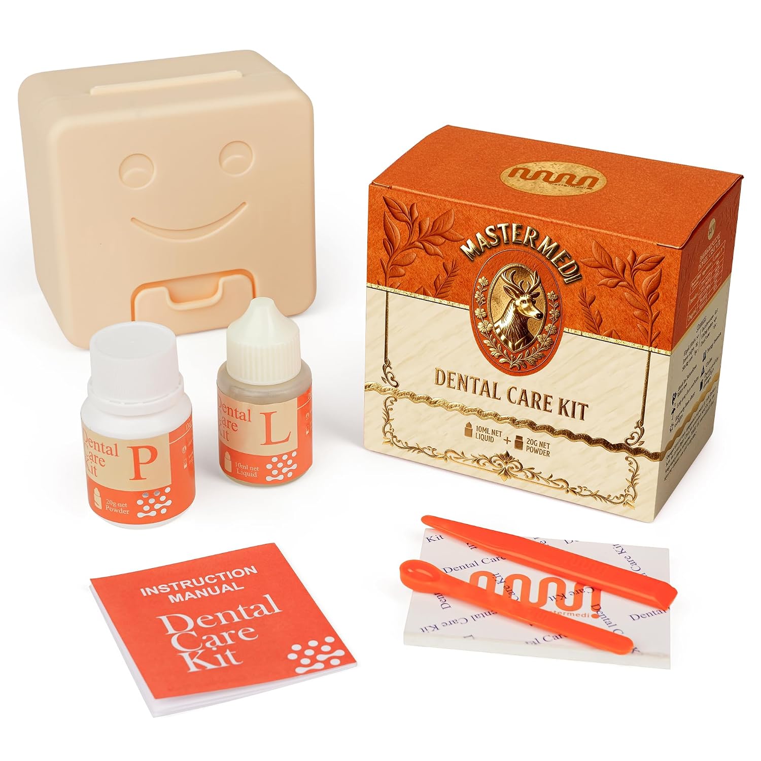 Zinc Oxide Eugenol Dental Cement Kit for Crowns, Bridges & Fillings | Includes Powder, Liquid & Mixing Accessories