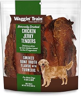 Waggin' Train Smoked Chicken Jerky Tenders with Turmeric and Bone Broth for Dogs - 24 oz. Pouch - Grain Free, High Protein, Limited Ingredient Dog Treat