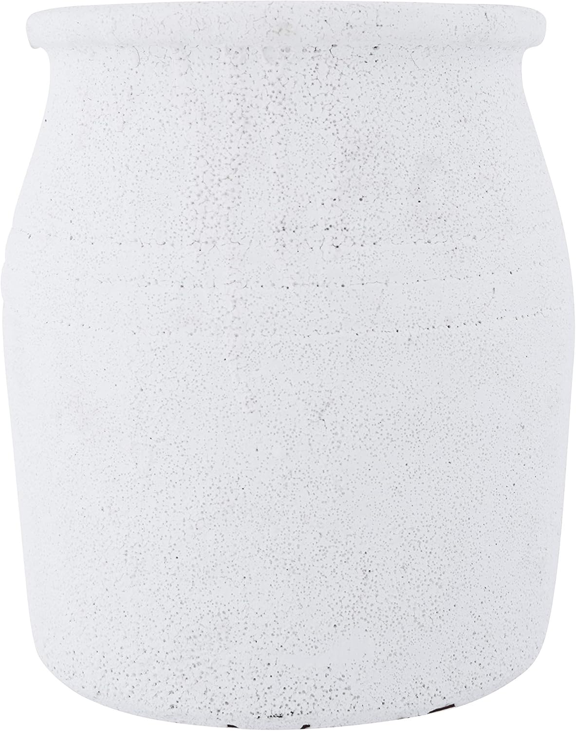 Creative Co-Op Round Terra-Cotta Crock with Distressed Volcano Glaze, White