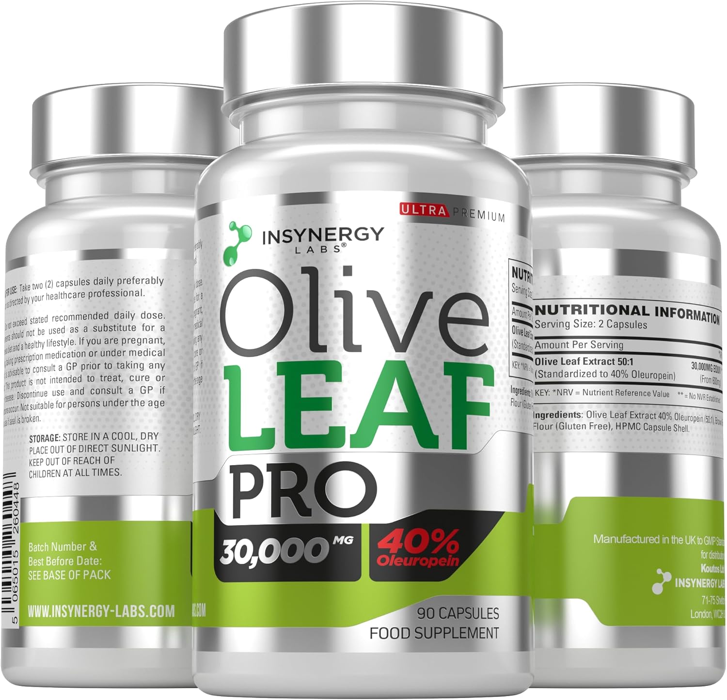 Olive Leaf Extract 30,000MG & 40% Oleuropein Wild Spanish Grown (Highest Dose on Amazon) Ultra-Premium Grade Olive Leaf Extract Capsules - Olive Leaf Supplement 90 Vegan Capsules