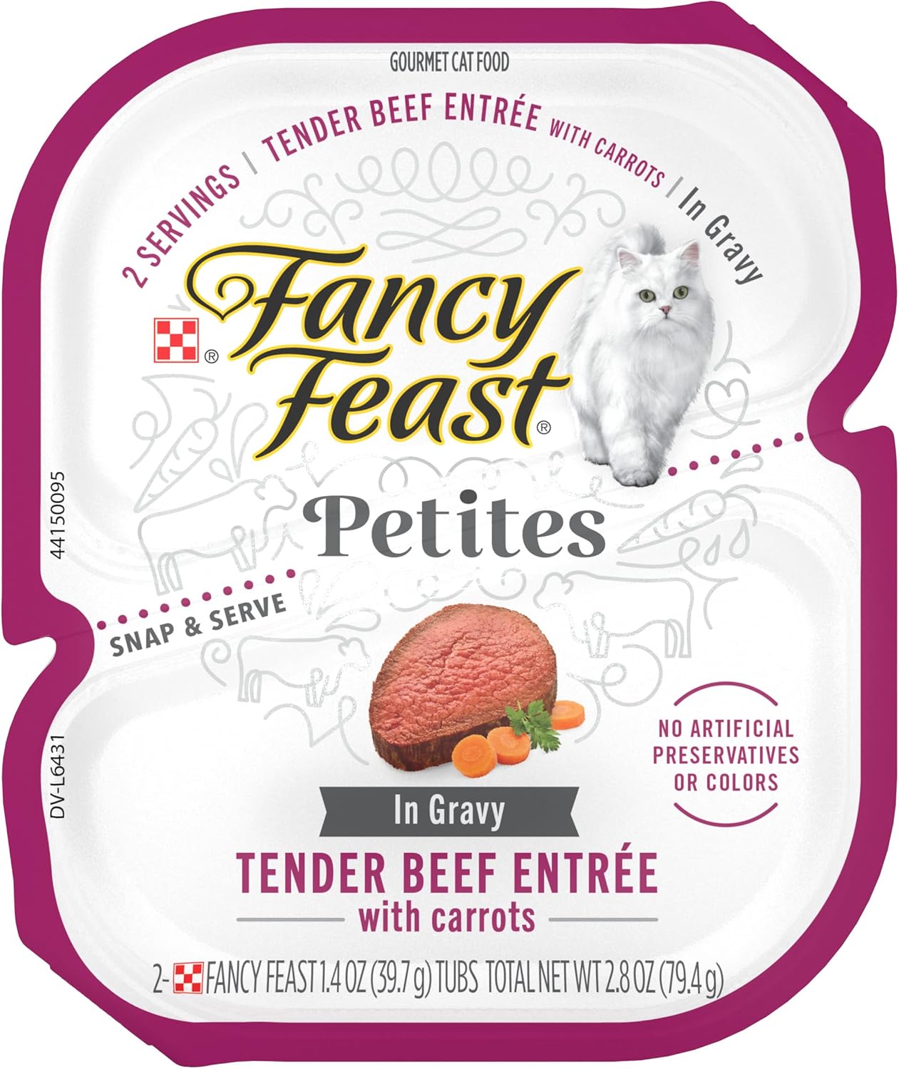 Purina Fancy Feast Gourmet Gravy Wet Cat Food, Petites Tender Beef With Carrots Entree - (Pack of 12) 2.8 oz. Tubs