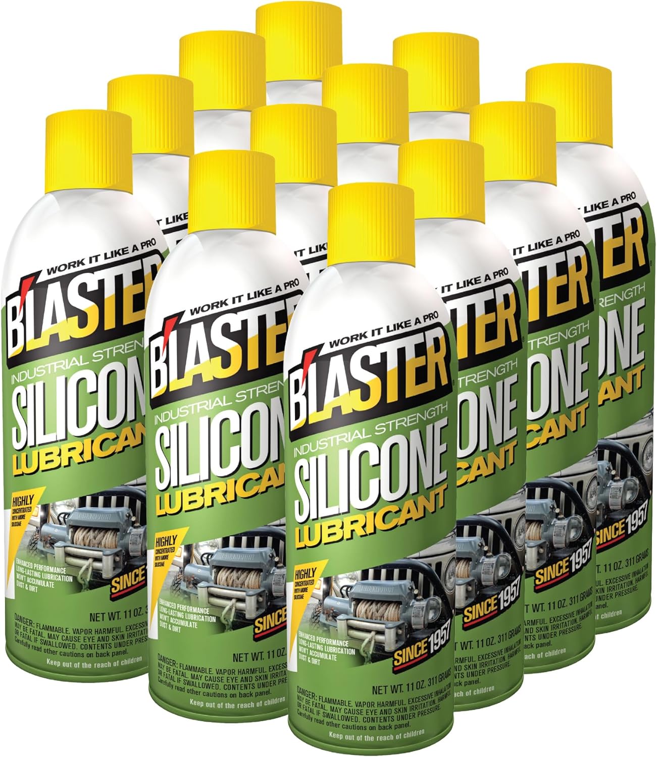 Blaster 16-SL Industrial Strength Silicone Lubricant - 11-Ounces, Pack of 12 - Silicon Spray - Automotive Silicone Grease - Long-Lasting Lubrication for Multi-Purpose Use