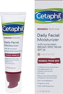 CETAPHIL Redness Relieving Daily Facial Moisturizer SPF 40, 1.7 fl oz, Broad spectrum Sunscreen, Neutral Tint, For Redness-Prone Skin
