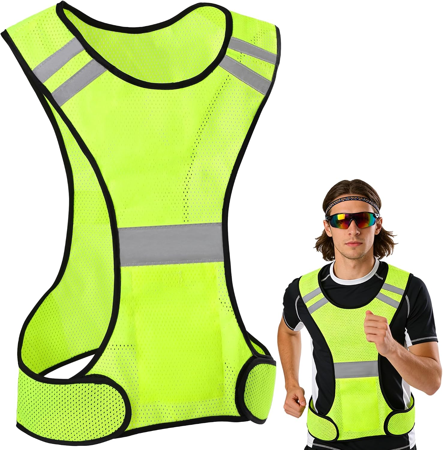 Uncle Paul Reflective Gears - Safety Vest High Visibility for Running Cycling Dog Walking Sports with Pocket for Adults Kids