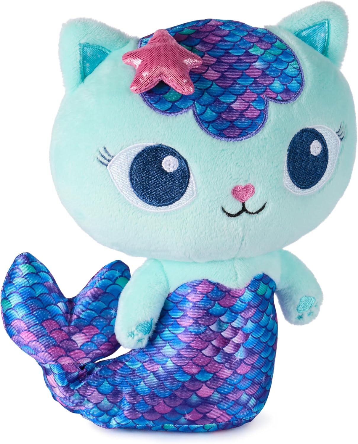 Gabby's Dollhouse, Fin-Tastic Mercat, Premium Plush Toy, 10-Inch Tall Stuffed Animal with Moving Mermaid Tail, Kids Toys for Girls & Boys Ages 3+