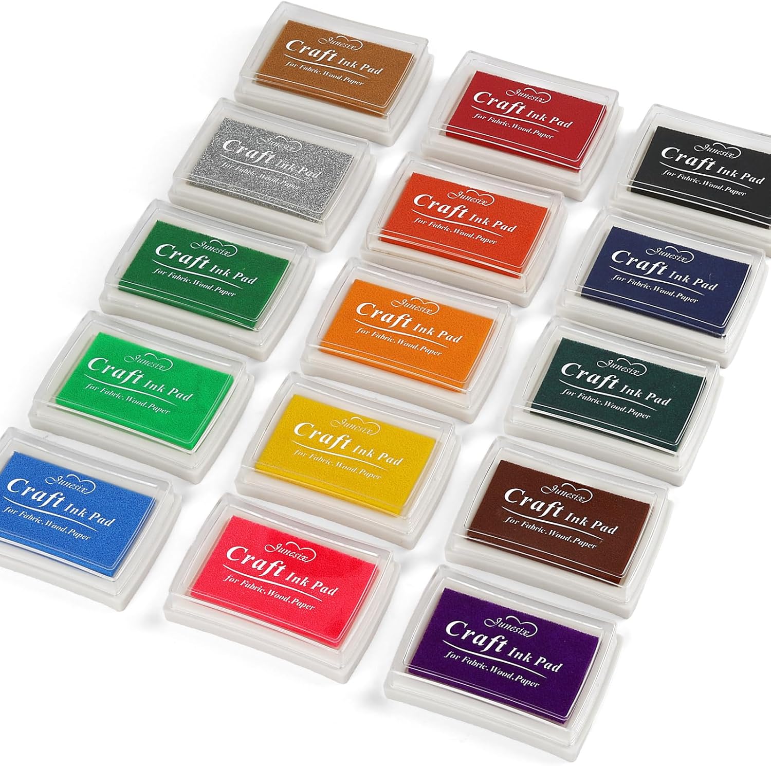 NIUBIER 15 Colors Craft Ink Pads, Washable Finger Stamp Pad for DIY, Paper, Wood Fabric, Scrapbooking, Rubber Stamps