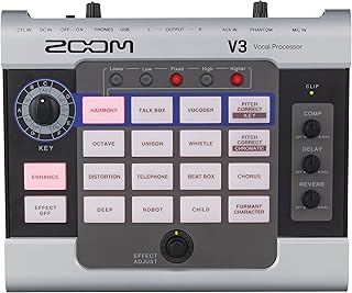 Zoom V3 Vocal Processor, Harmony, Pitch Correction, Reverb, Delay, 16 Studio Grade Effects, Battery Powered, for Streaming, Recording, and Live Performance