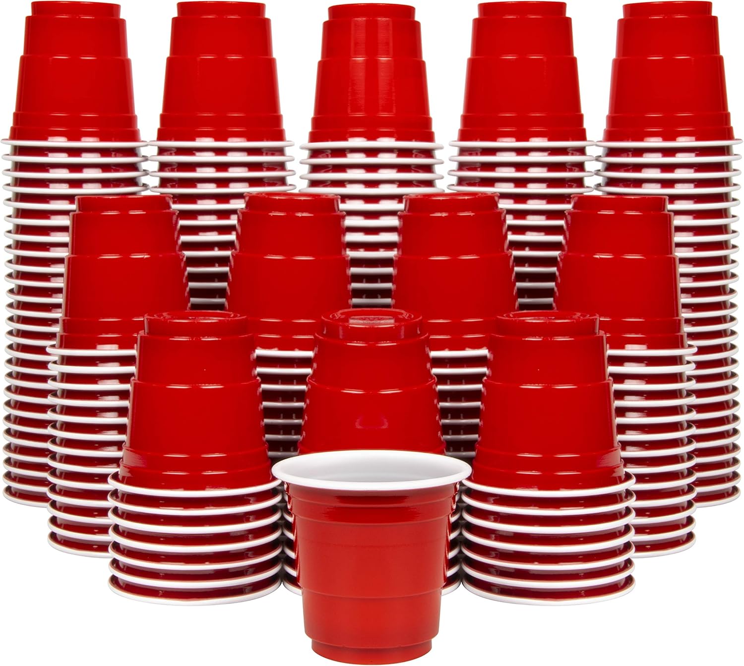 GoPong 2 oz Plastic Shot Cups - Pack of 200 Mini 2oz Party Cups, Red