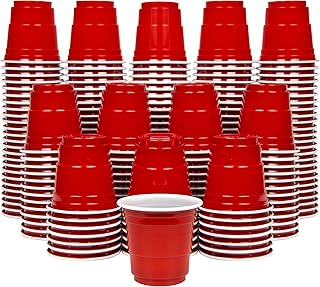GoPong 2 oz Plastic Shot Cups - Pack of 200 Mini 2oz Party Cups, Red