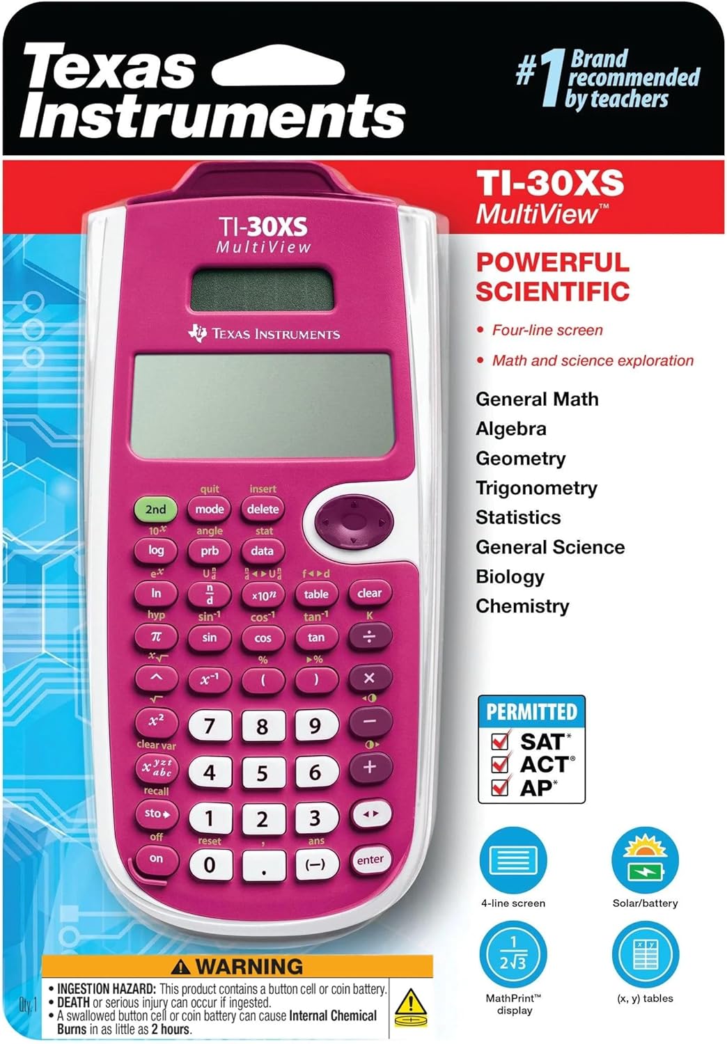 Texas Instruments TI-30XS Multiview Scientific Calculator (Pink)