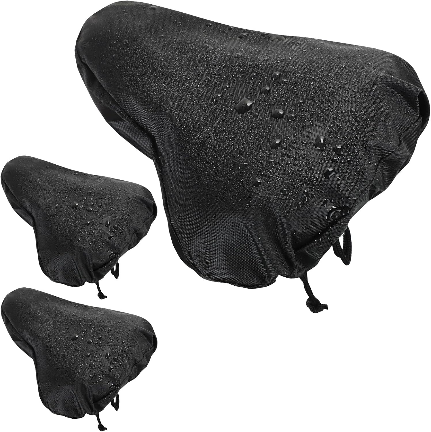 Timtin 3 Pieces Waterproof Bike Seat Rain Cover with Drawstring Mountain Bicycle Seat Cover Rain Dust Protective Cushion Saddle Cover PVC Layer and Polyurethane Coating Bike Rain Cover for Men Women