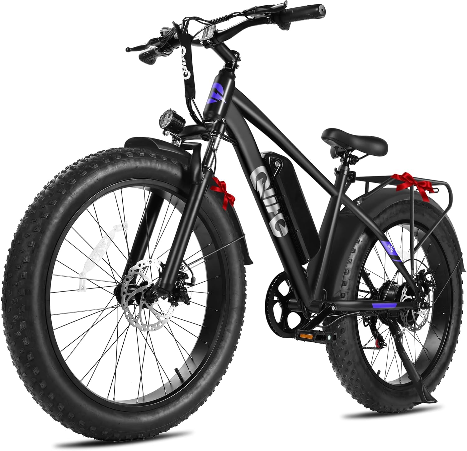 Qlife Racer Plus Adult Electric Bicycle, Peak 1200W Motor Electric Bike for Adults, Up to 28MPH 65Miles, 26" Fat Tire Electric Mountain Bike with 48V 13AH Battery, 7 Speed Front Suspension E Bike