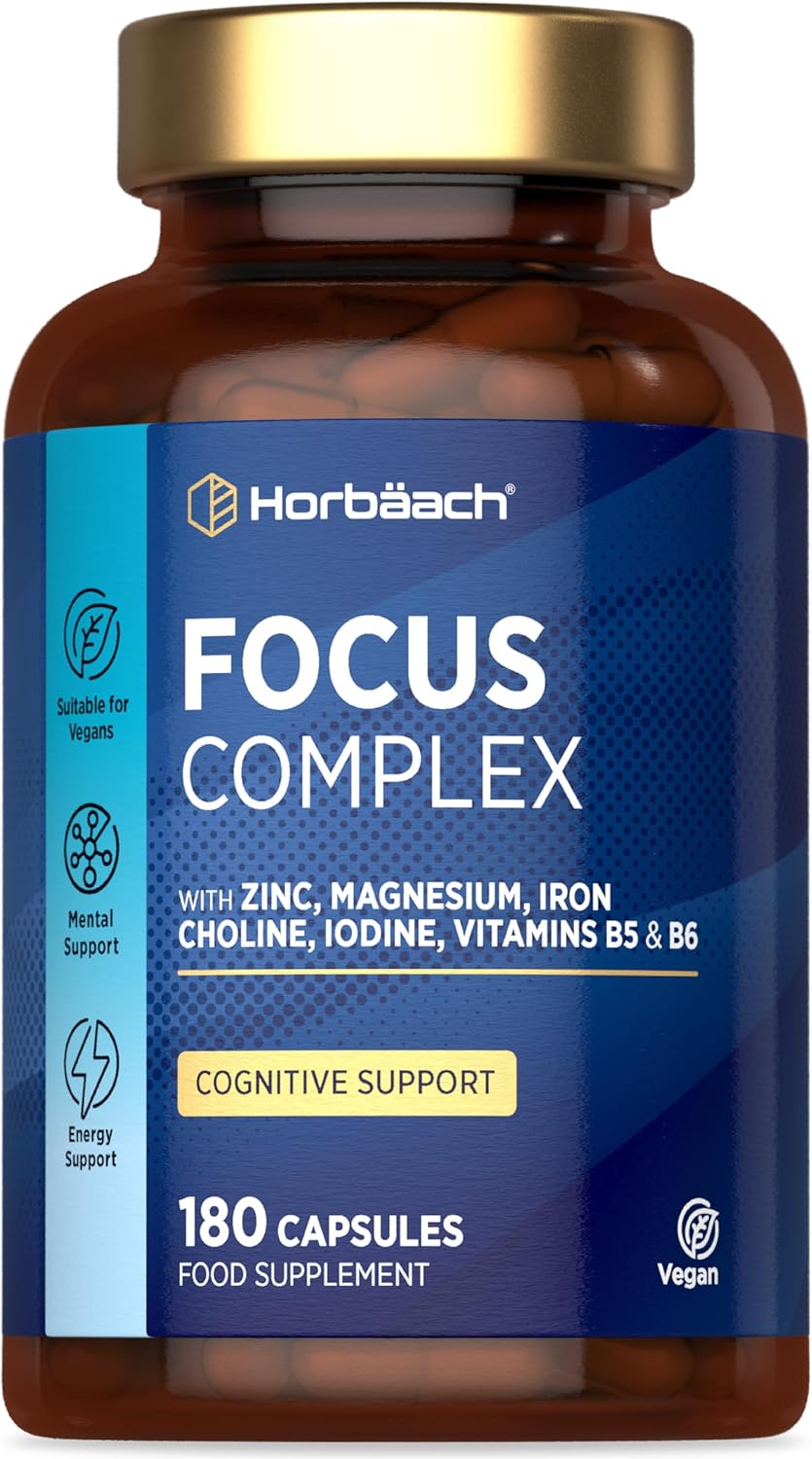 Nootropic Brain Supplements | 180 Vegan Capsules | Cognitive Complex Enhancer for Energy, Focus & Mental Performance | by Horbaach