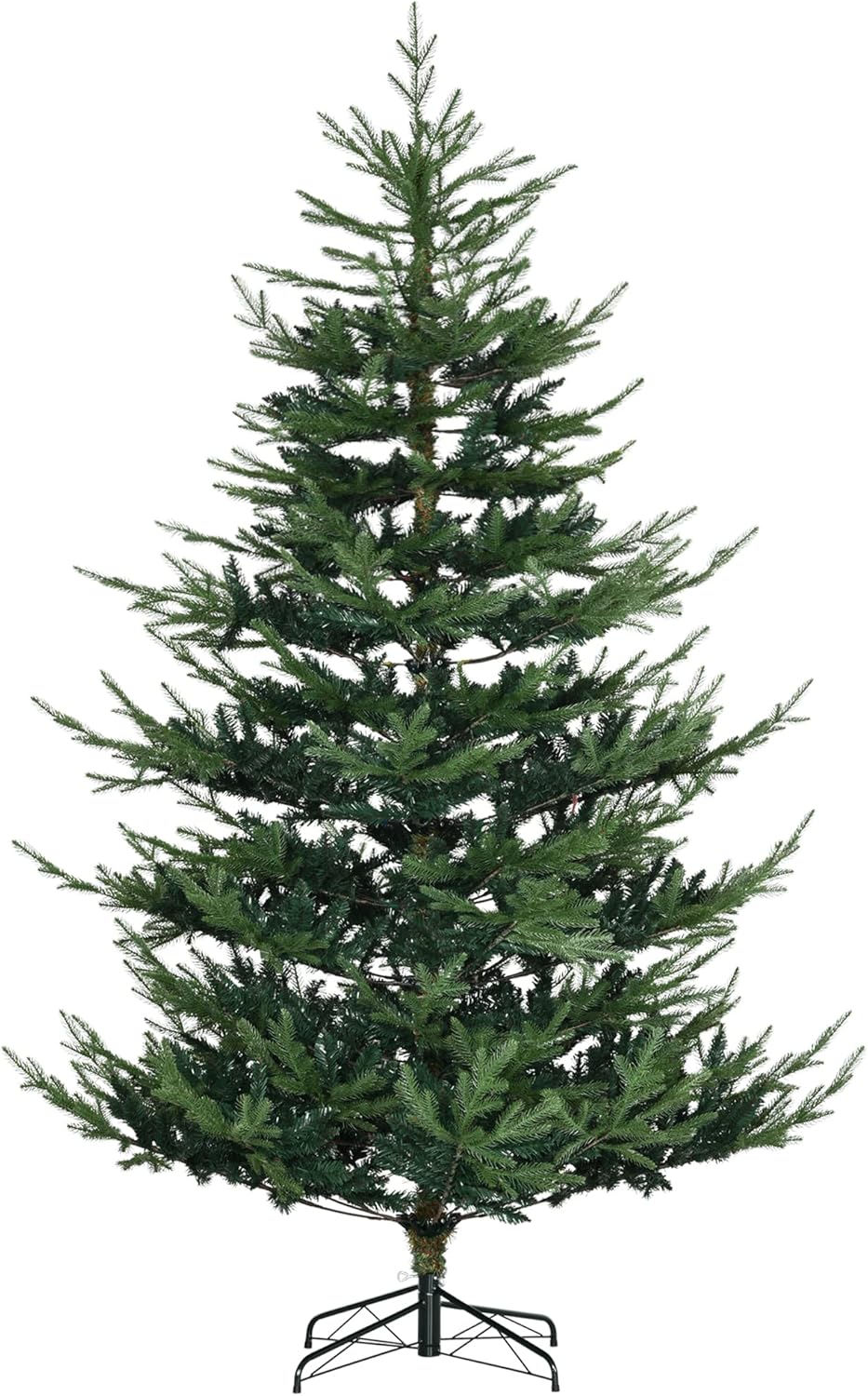 HOMCOM 7.5 Foot Artificial Christmas Tree, Nordic Pine Hinged Xmas Tree with 1218 Realistic Branches, Wide Steel Base, Auto Open, Green