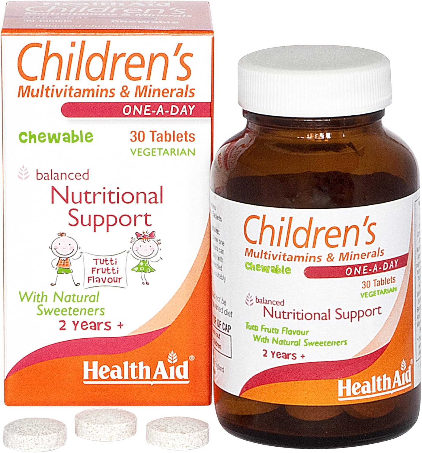 HealthAid Children's MultiVitamin + Minerals - 30 Vegetarian Tablets 30 Count (Pack of 1)