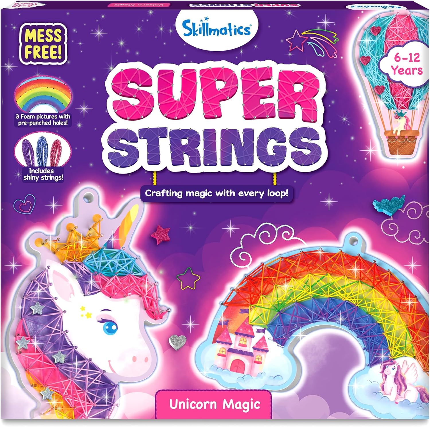 Skillmatics String Art Activity - Unicorn Magic, Mess-Free Art for Kids, Craft Kits & Supplies, DIY Decor & Creative Activity, Gifts for Girls & Boys Ages 6, 7, 8, 9, 10, 11, 12