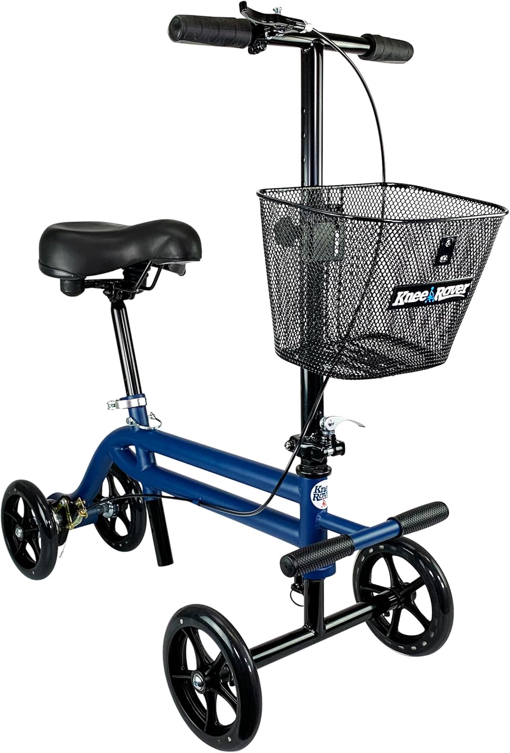 KneeRover Steerable Seated Scooter Mobility Knee Walker - Sitting Scooter with Leg Rest and Comfortable Gel Seat - Knee Walking Scooter Crutch Alternative for Leg, Ankle and Foot Injuries (Blue)