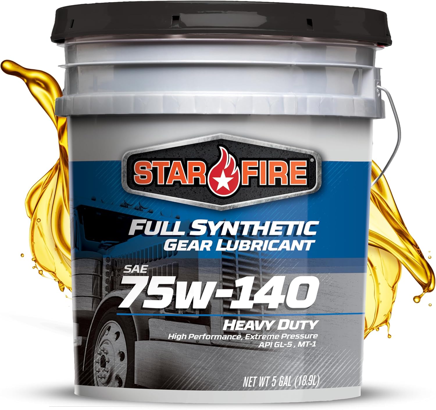 STARFIRE SAE 75W-140 Full Synthetic Gear Lubricant – 5 Gallon Pail – Heavy Duty Gear Oil for Differentials and Transmissions – API GL-5, MT-1 – Extreme Pressure, High Temp & Corrosion Protection