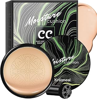 CC Cream Foundation Mushroom Head Air Cushion Face Makeup Moisturizing Concealer Waterproof Oil Control Long-Lasting Nude Makeup Even Skin Tone for All Skin Types (Nature)