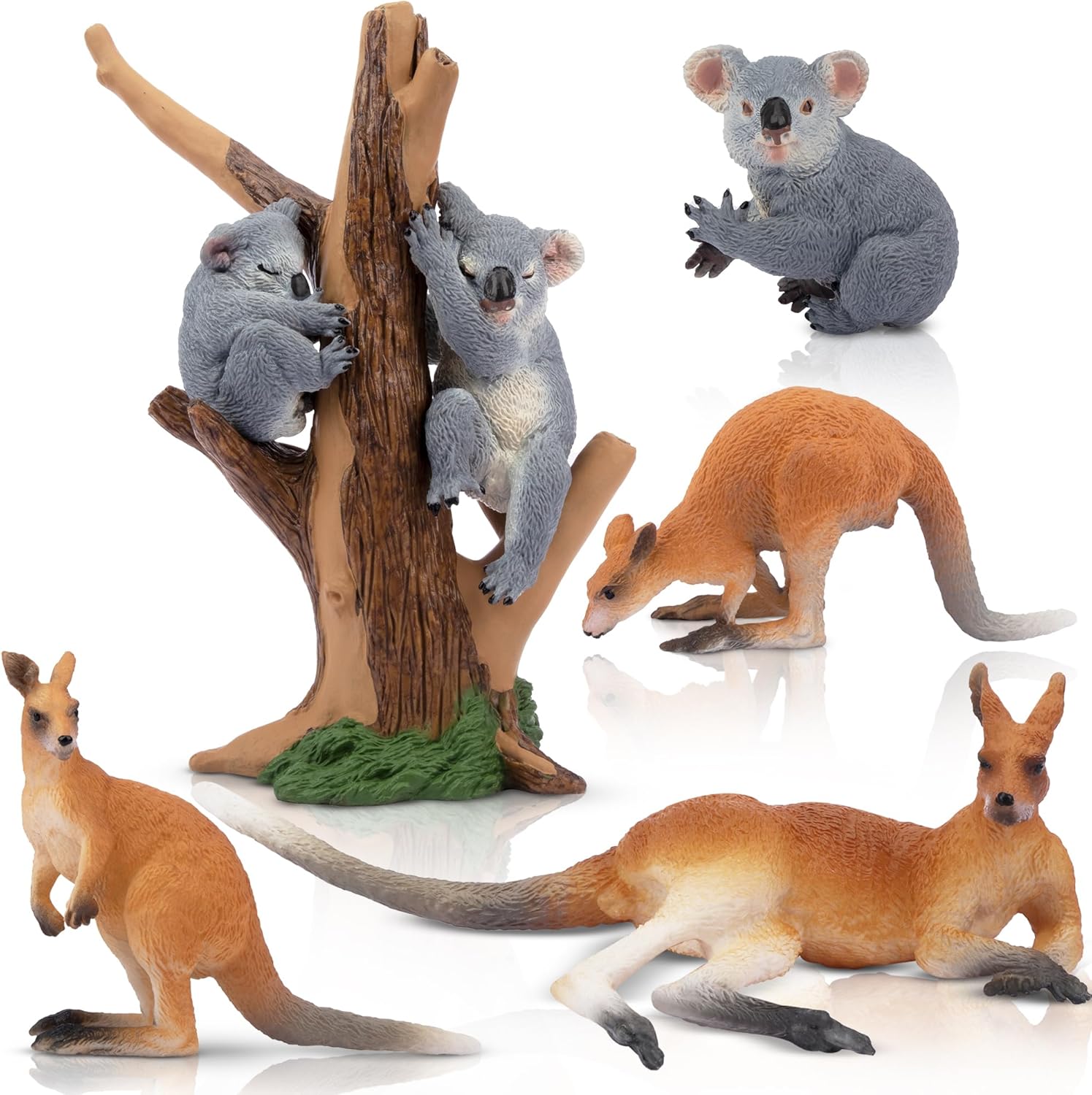 Toymany 7PCS Australian Wildlife Animal Figurines Includes Koala and Kangaroo Figure Toy, Plastic Forest Animal Figures Toy Set, Cake Toppers Christmas Birthday Gift for Kids Toddlers
