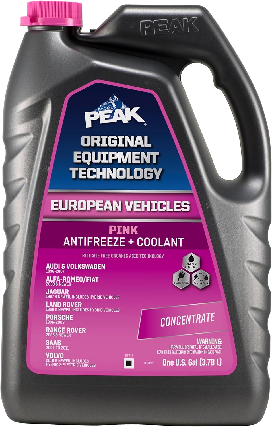 PEAK OET Extended Life Pink Concentrate Antifreeze/Coolant for European Vehicles, 1 Gal.