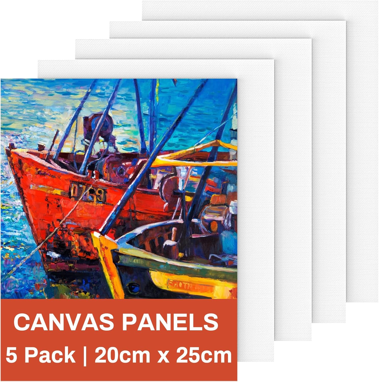 Canvas for Painting 20X25cm, 5 Packs Cotton Acid-Free Blank Canvas Board for Acrylic Paint, Oil Paint & Wet Water Art Media, Hobby Painters and Beginners