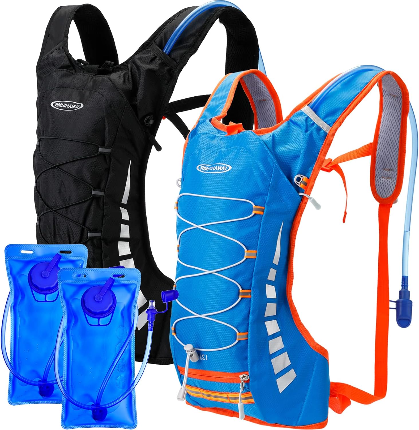 Cunno 2 Set Hydration Backpack with 2L Water Bladder, Hydration Pack with Hydration Bladder Hiking Running Cycling Biking Water Backpack Pack for Men and Women