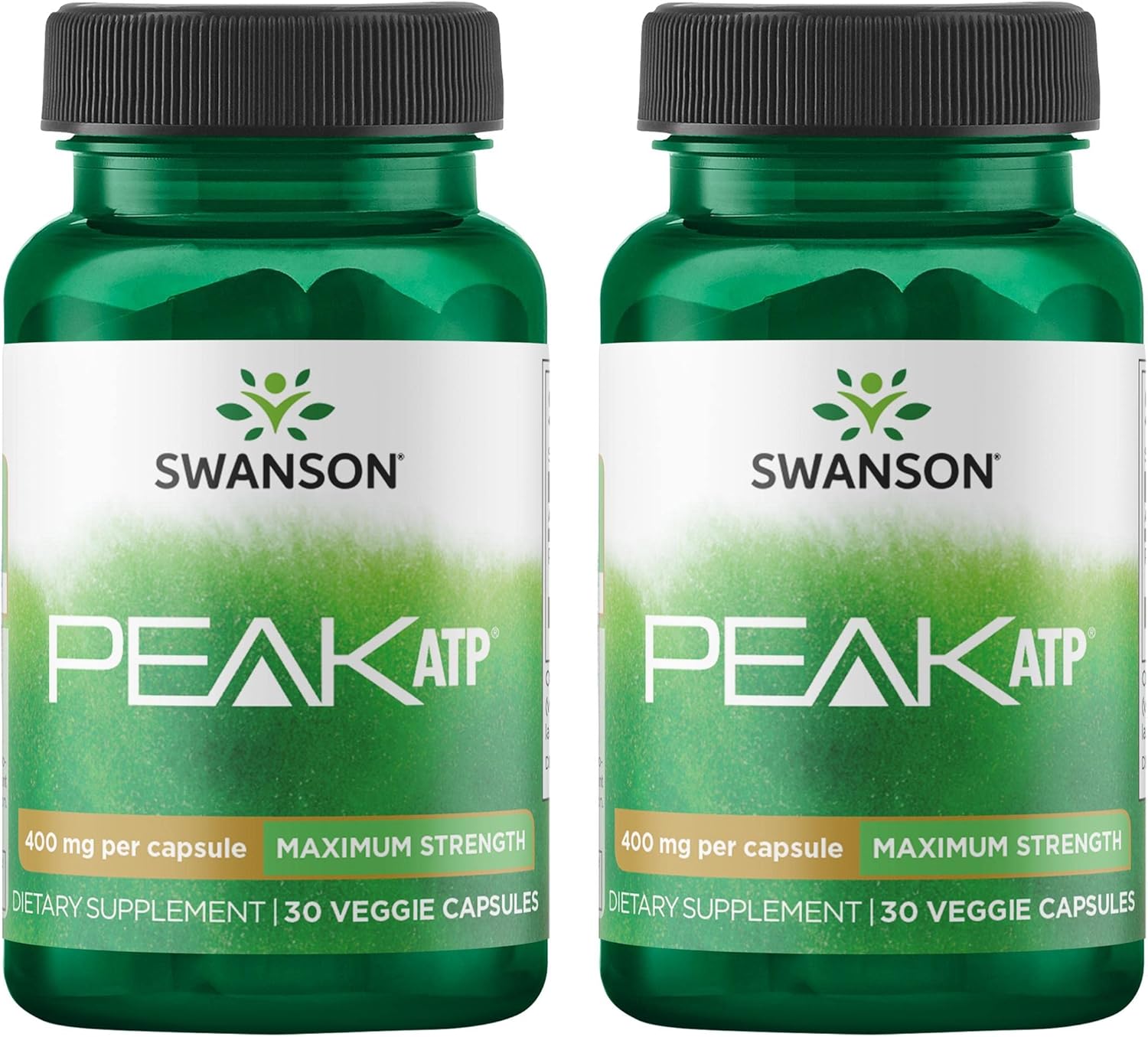 Swanson Maximum Strength Peak ATP-Natural Supplement Promoting Cellular Energy Support-Supports Physical Performance and Promotes Healthy Blood Flow Support-(30 Veggie Capsules, 400mg Each) 2 Pack