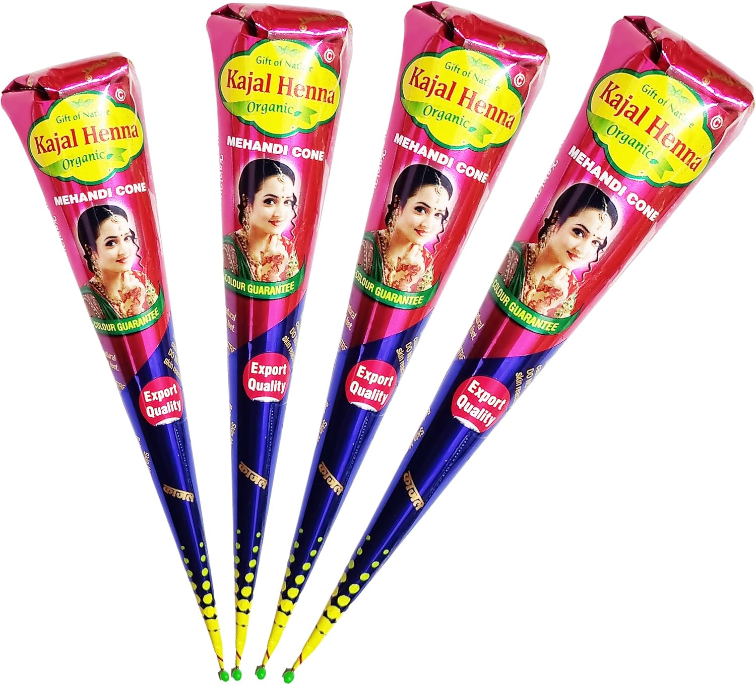 Kajal Brown Natural Organic Mehndi Indian Henna Tattoo Cones (4 Cones)