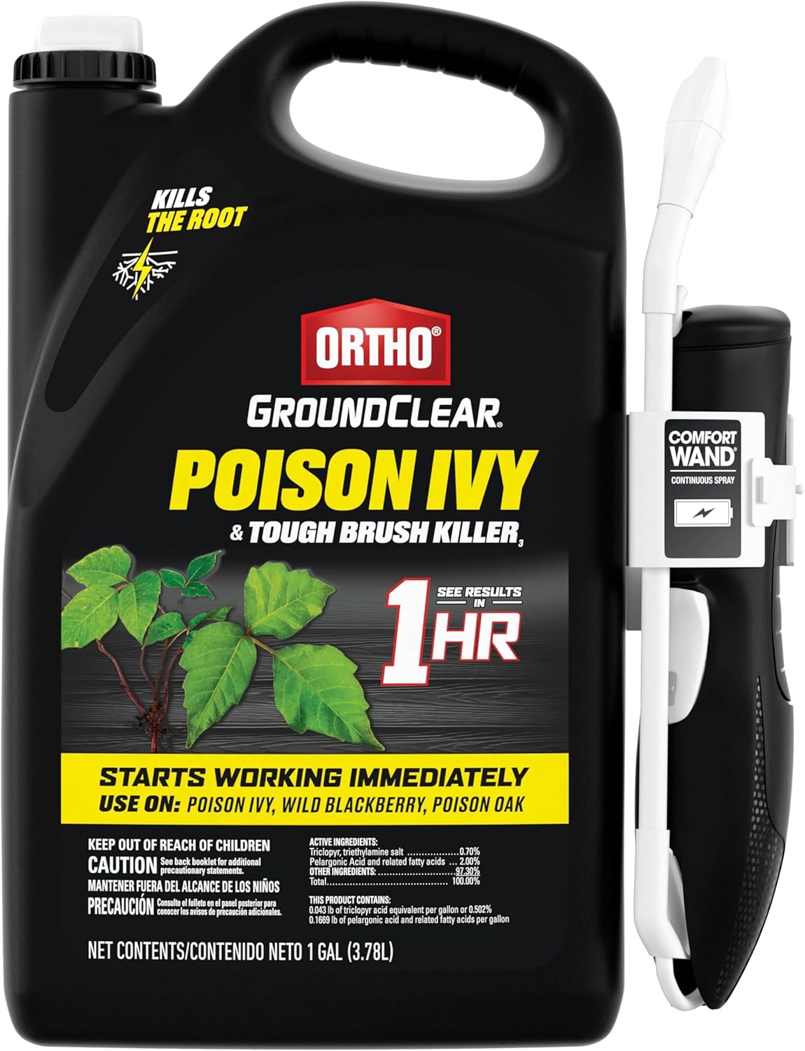 Ortho GroundClear Poison Ivy & Tough Brush Killer3 - Ready-To-Use Weed Killer Spray with Comfort Wand, 1 gal.