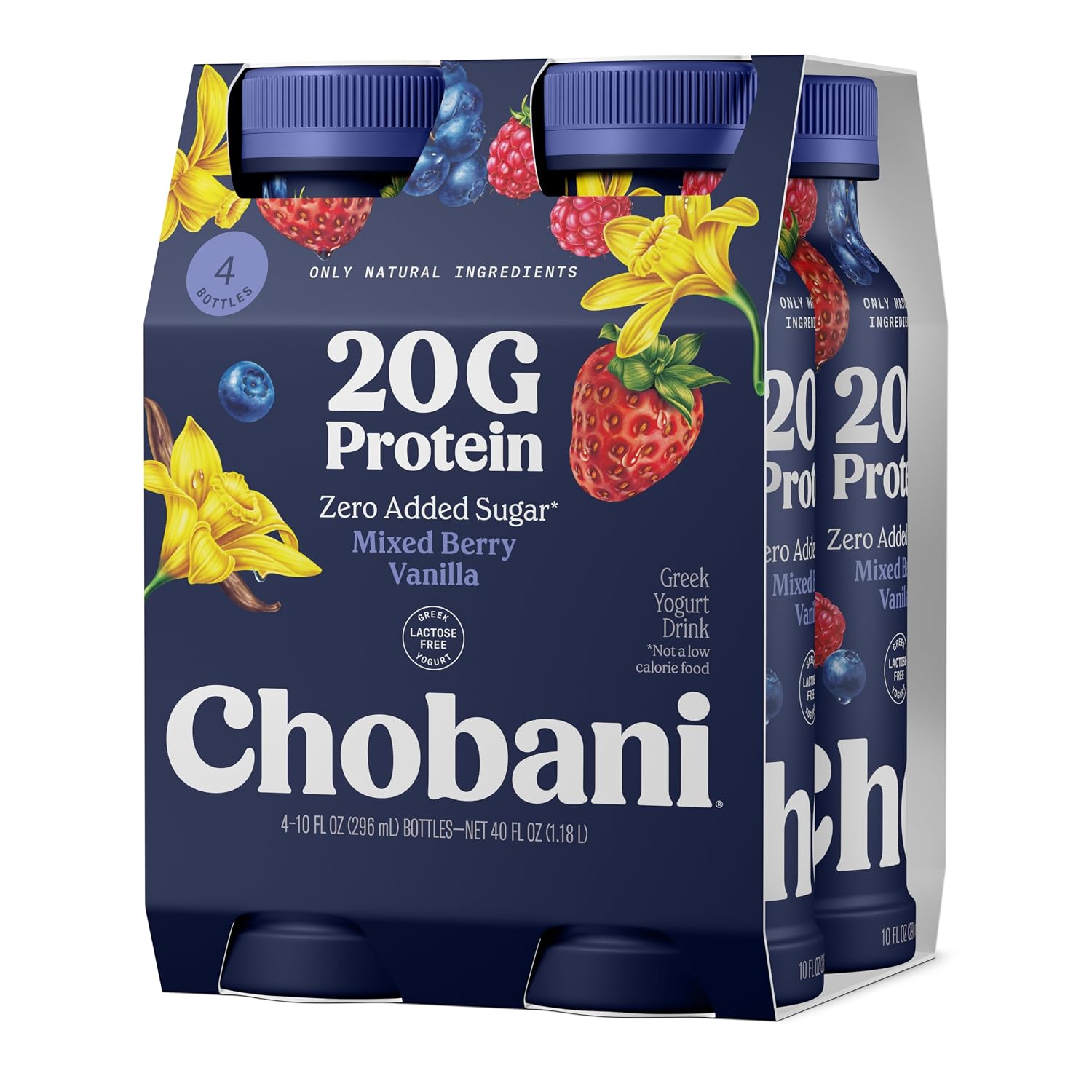 Chobani® 20g Protein Lowfat Greek Yogurt Drink Mixed Berry Vanilla 10 fl oz 4PK