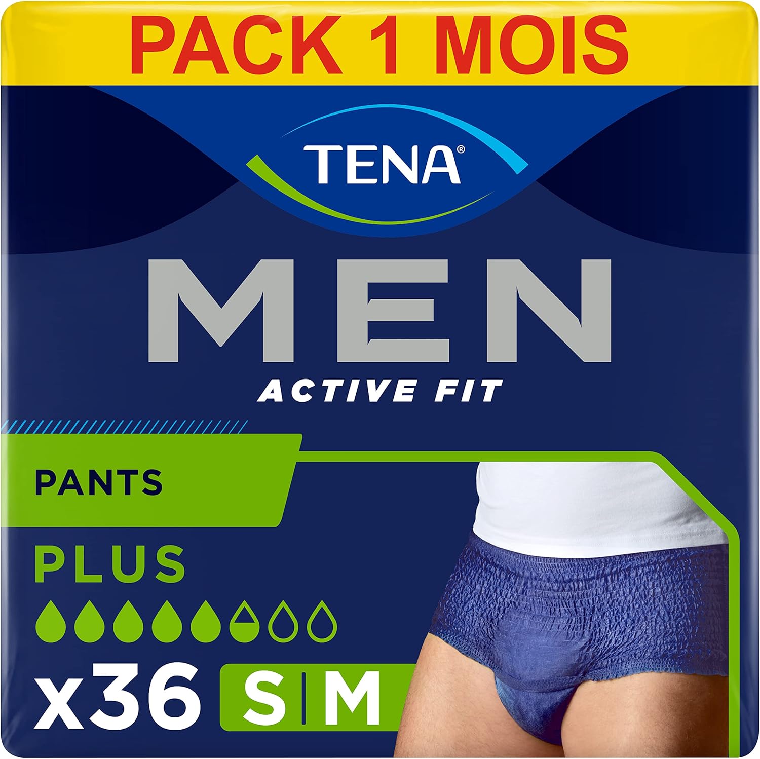 Tena Men Active Fit Pants Plus Size S/M - 4 Packs of 9
