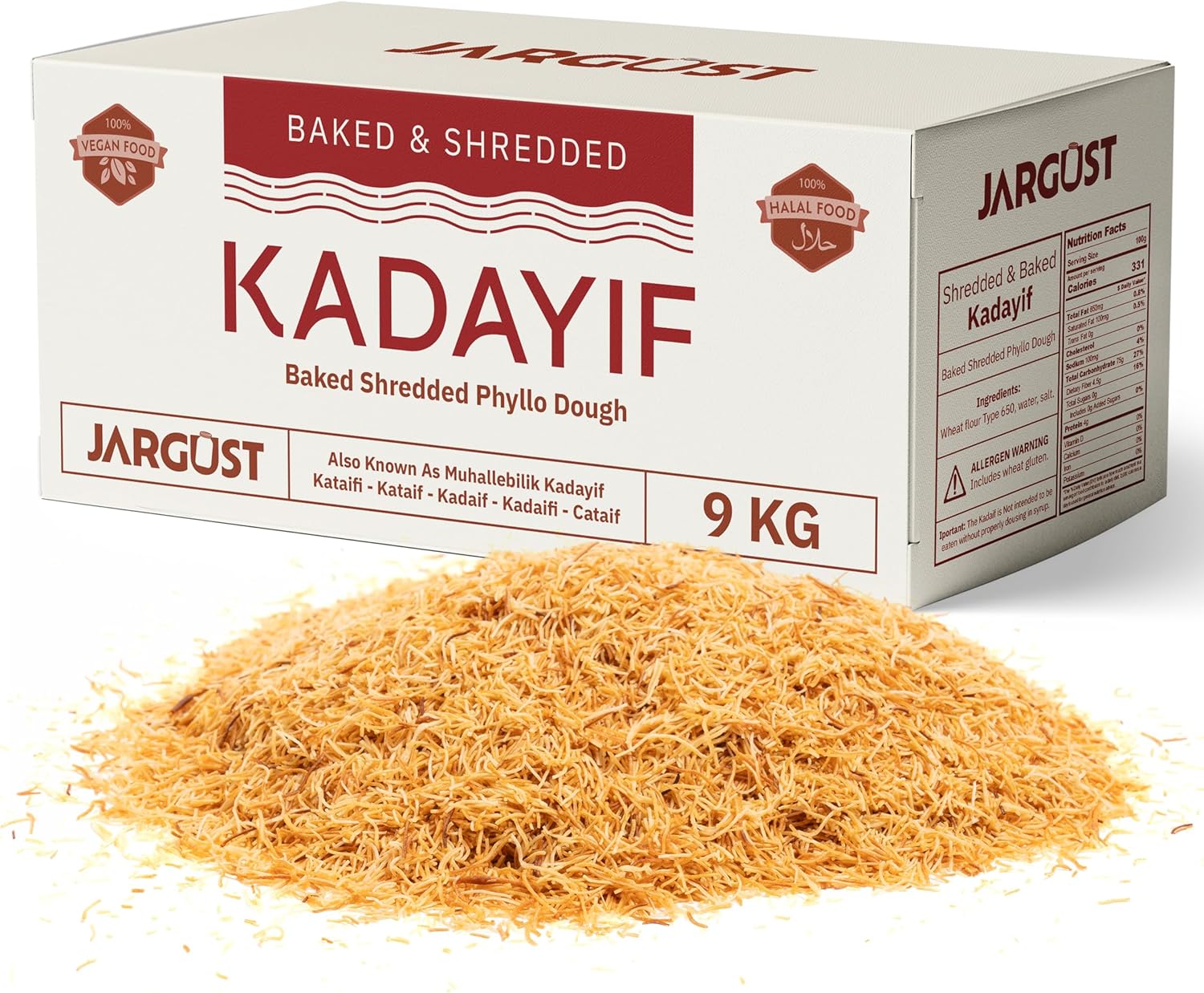 Bulk Baked & Shredded Kataifi 9kg, Shredded Fillo Dough, Pastry Dough, Chopped Katayif, Ingredient for The Viral Dubai Pistachio Chocolate Bar, Shredded Phyllo, Kunafa, Knafeh, Katifi
