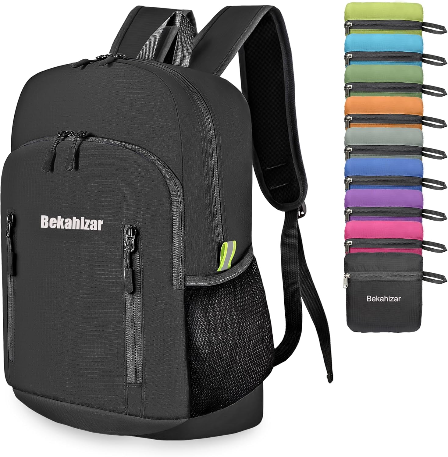 Bekahizar 20L Ultra Lightweight Backpack Foldable Hiking Daypack Rucksack Water Resistant Travel Day Bag for Men Women Kids Outdoor Camping Mountaineering Walking Cycling Climbing (Black)