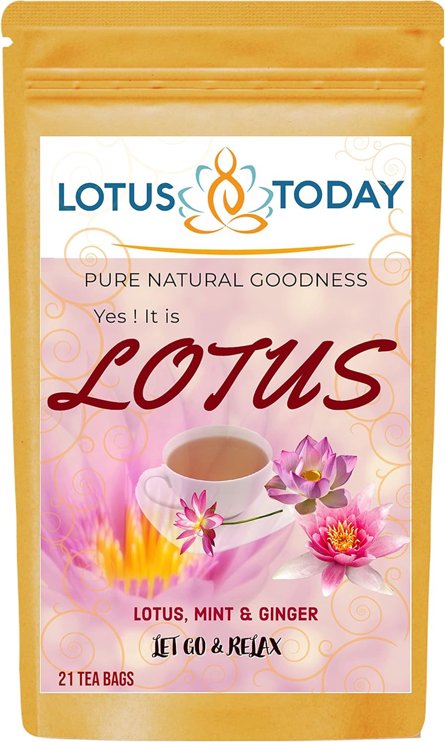Lotus Tea, Herbal Tea Made of Lotus Flower Petals, Bedtime Relax tea, 21 Tea bags