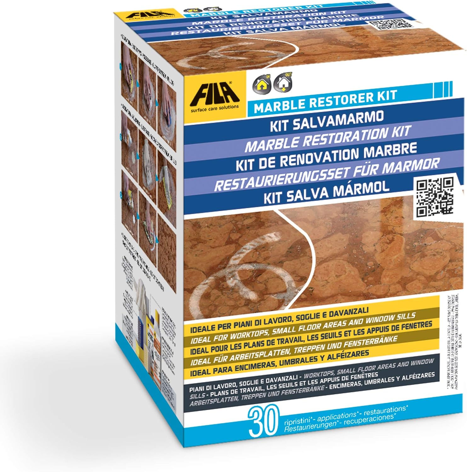 FILA Surface Care Solutions Marble Restoration Kit Filamarble Restorer 28 OZ, ideal for Polished Marble Tile, Travertine and Limestone (44250104) , White
