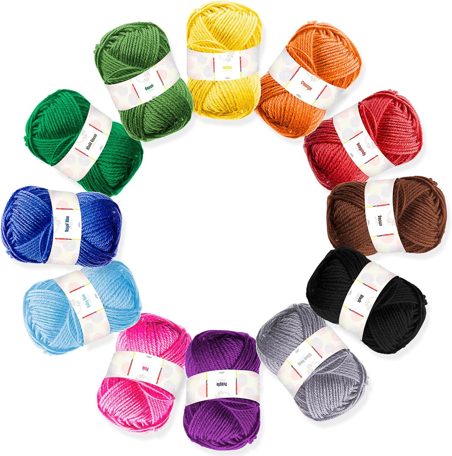 Hearth & Harbor Acrylic Yarn Skeins 12 x 50g - 1200 Yards - Yarn for Crocheting - Soft Yarn for Knitting and Crafts - Multicolored Crochet Craft Yarn for Adults and Kids - 12 Pack (VDS-HH-Yrn12)