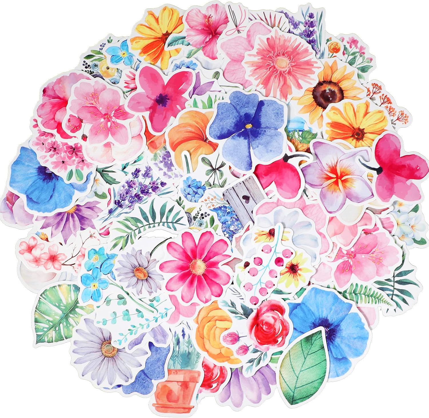 120 Pieces Flower Stickers Vinyl Waterproof Stickers for Water Bottle Cute Flower Decal for Phone, Scrapbook, Skateboard, Laptop, Kids Teens Adult