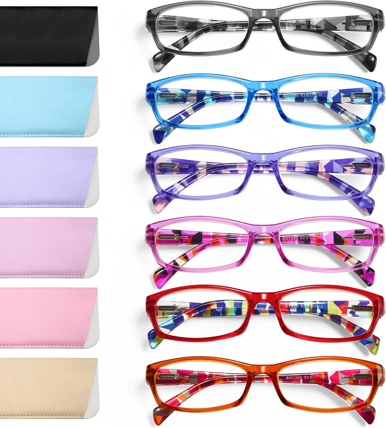 Gaoye Reading Glasses for Women, 6 pack Fashion Readers for Women Men Spring Hinge Eye Glasses, Blue Light Reading Glasses