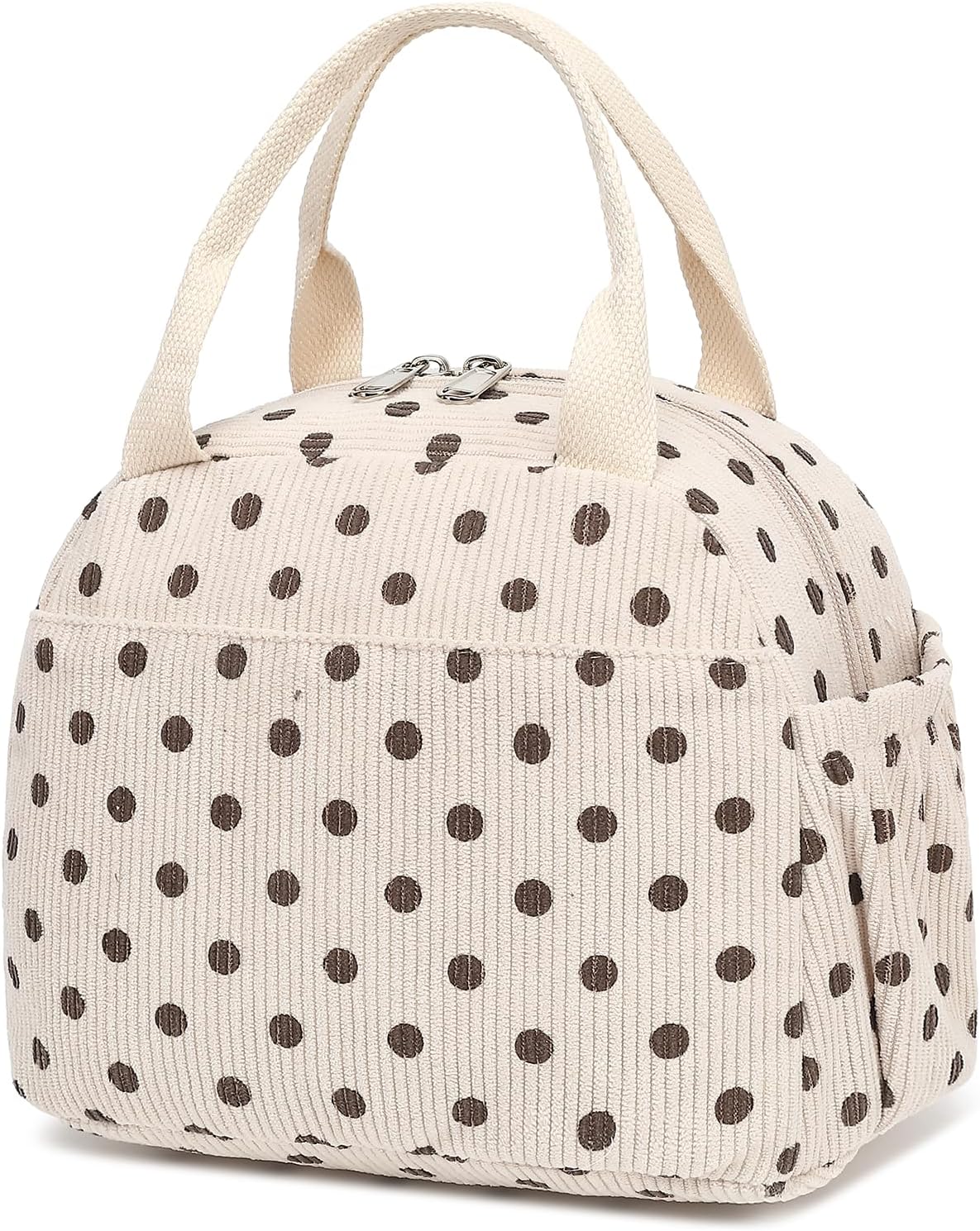 VelChic Lunch Bag for Women, Cute Corduroy Adult Insulated Lunch Box, Reusable Large Capacity Lunch Tote Bags, Small Leakproof Cooler Food Containers for Work School Picnic Travel