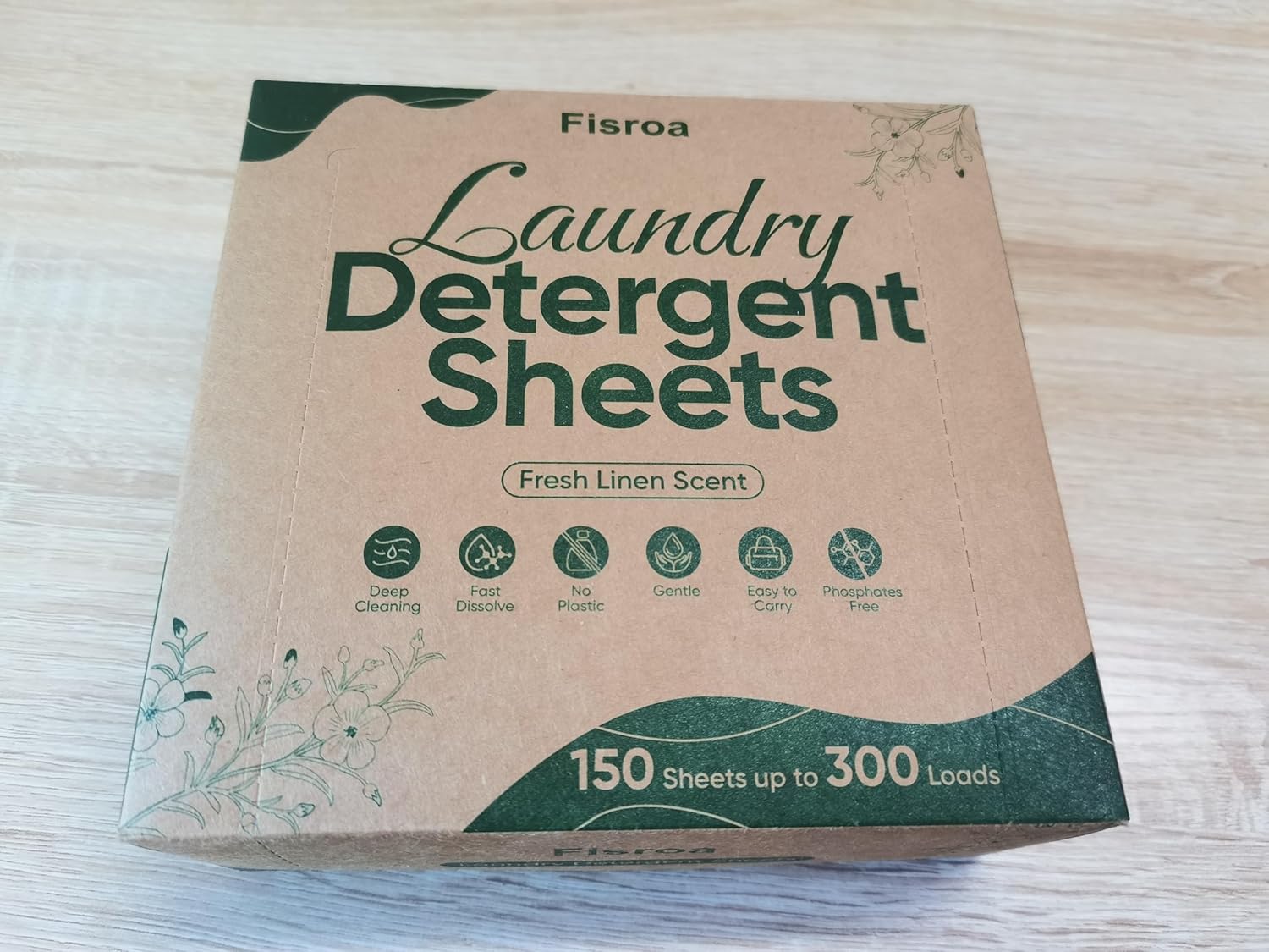 Laundry Detergent Sheets Fisroa 300 Loads Eco-friendly Washing Detergent Sheets (283 Loads, Fresh Linen)