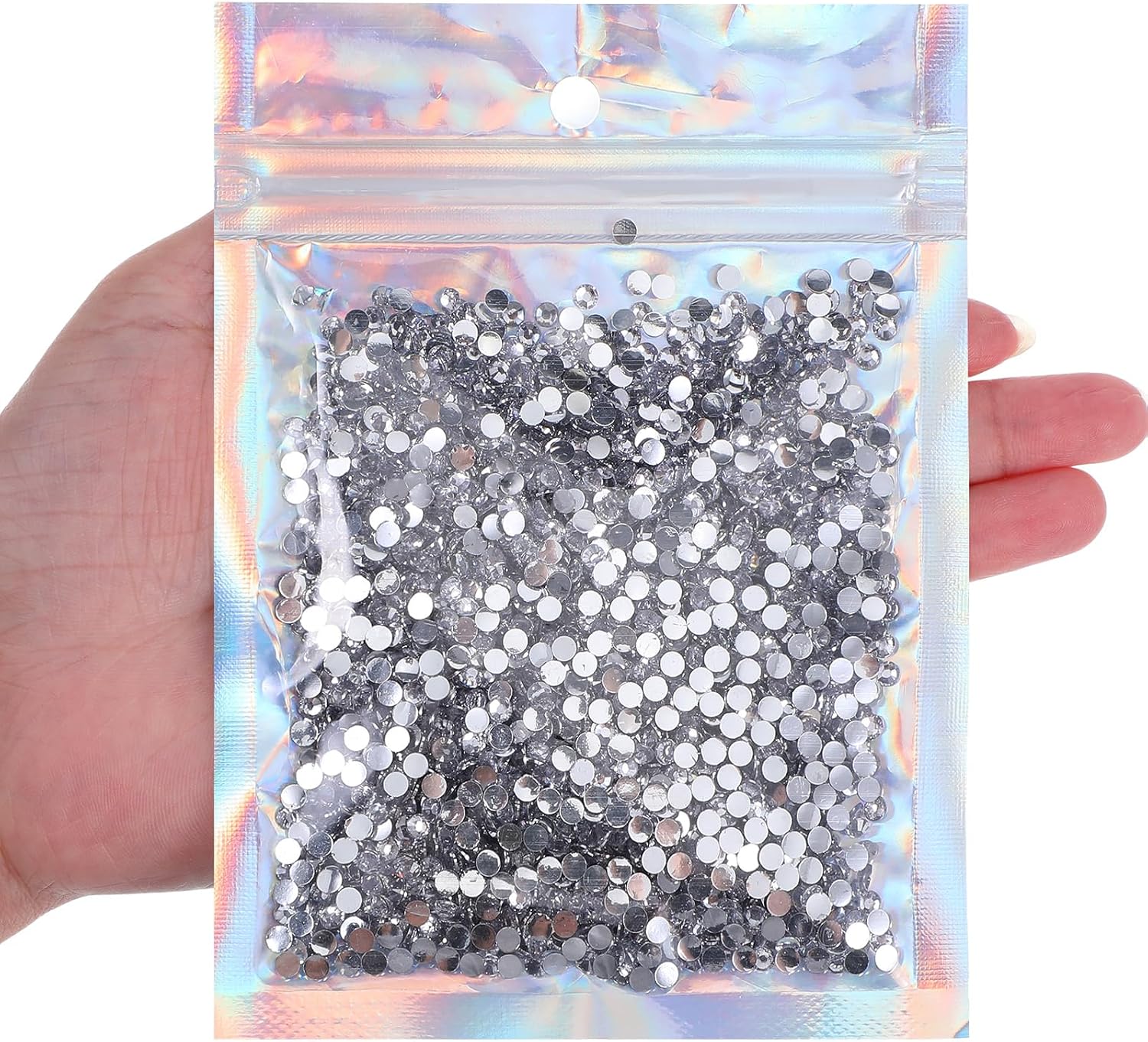 3000Pcs 3mm Bling Resin Rhinestones, Glitter Sequins Embellishments Gemstones Hotfix Flatback Crystal Bling Diamonds for Nails, Clothing, Cups, Bottles, DIY Makeup Craft Decoration(Silver)