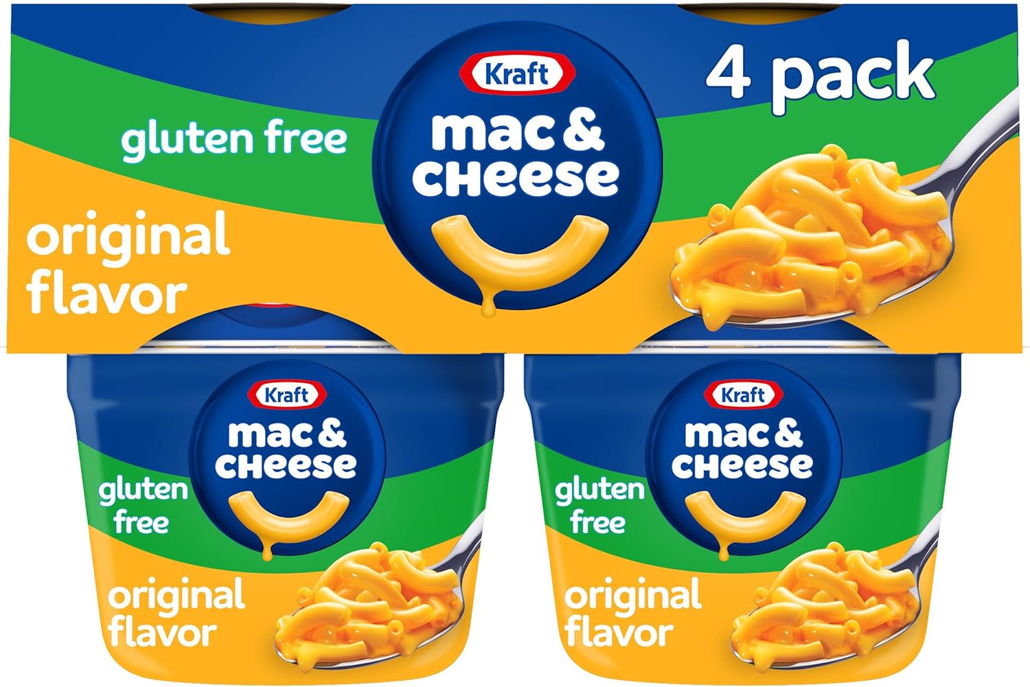 Kraft Gluten Free Original Macaroni & Cheese Dinner (4 ct Pack, 1.9 oz Cups)