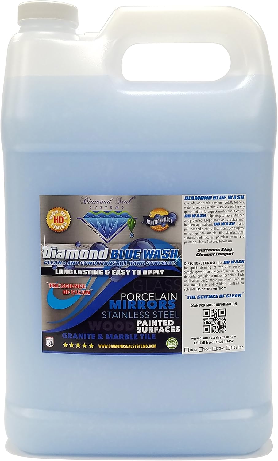 Made in The USA. Diamond Blue Repellent Wash Nano-tech. Cleans,Shine Best Cleaner for Glass, Granite, Countertops Wood & Stainless Steel. Direct from The Manufacturer 32oz Easy to use sp - 1 Gallon