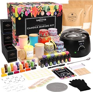 SAEUYVB Candle Making Kit with Hot Plate Full Set - for Adult - DIY Starter Soy Candle Making Supplies - Perfect as Home Decorations